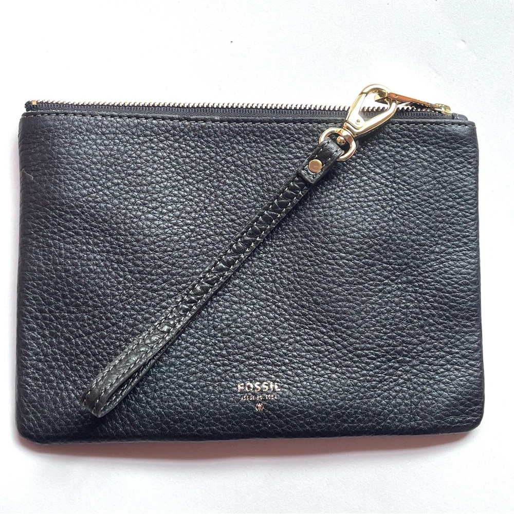 Fossil Women's Black Leather Wristlet
